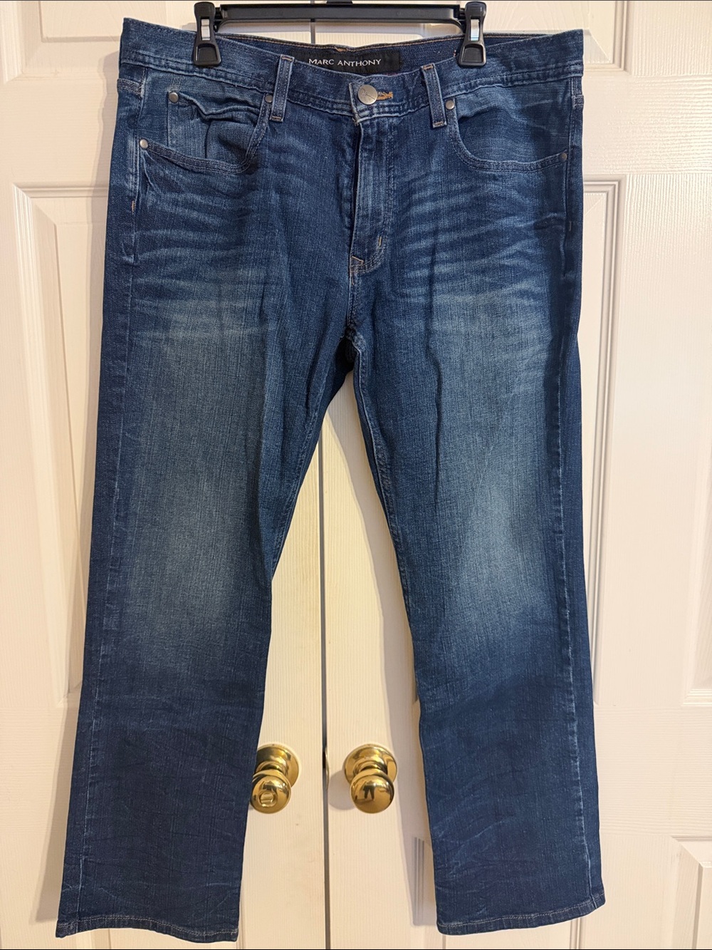 Marc Anthony Men's Blue Relaxed Straight Jeans